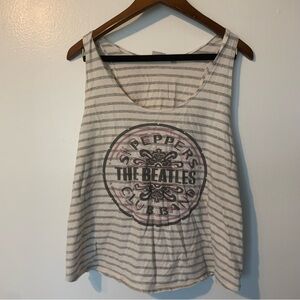 Junk Food the Beatles band tee Clothing Gray Striped Tank Top